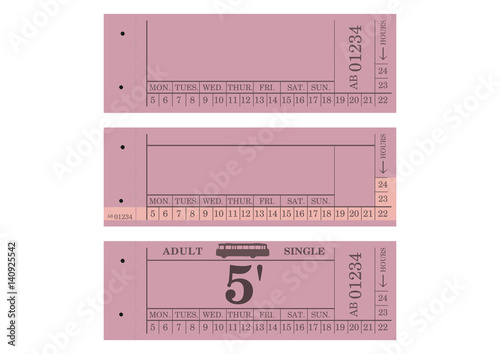 Vintage bus ticket with space for any text. Flat vector.