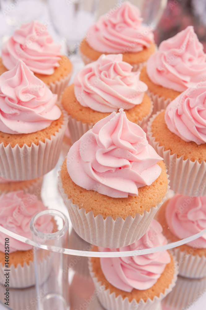 Cupcakes with pink cream Cupcakes with pink cream