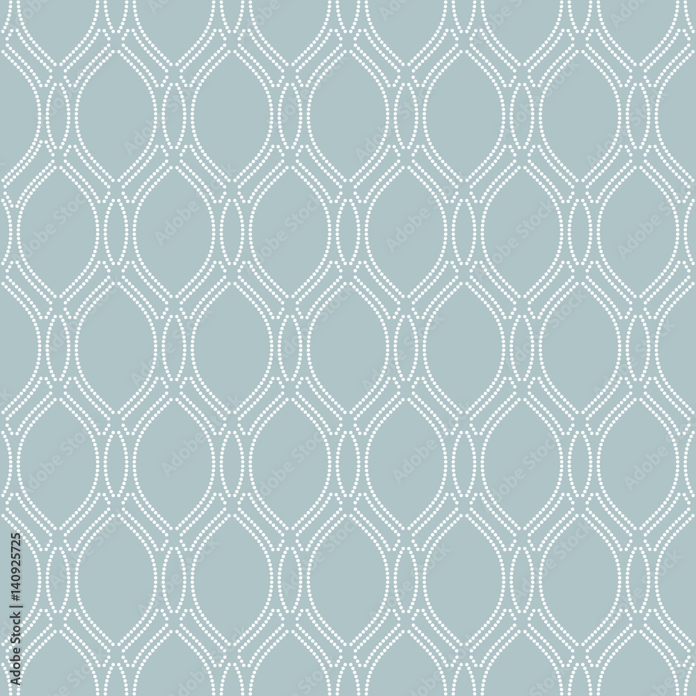 Fototapeta premium Seamless ornament. Modern geometric pattern with repeating white dotted wavy lines