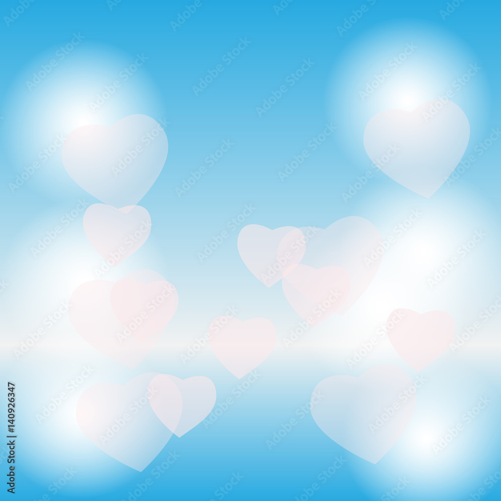 Vector illustration of hearts bokeh background