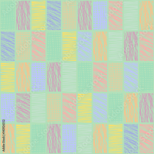 Seamless vector geometrical pattern with rhombus, squares. endless background with hand drawn textured geometric figures. Pastel Graphic illustration Template for wrapping, web backgrounds, wallpaper