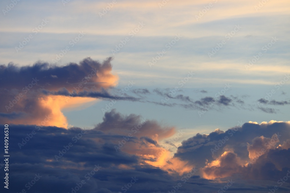 sky in sunset and raincloud art beautiful in nature, space for add text