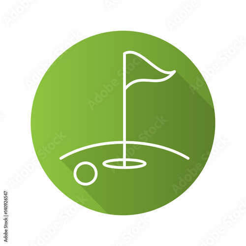 Golf course flat linear long shadow icon