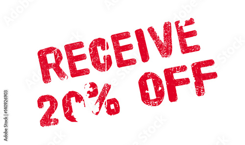 Receive 20 Off rubber stamp. Grunge design with dust scratches. Effects can be easily removed for a clean, crisp look. Color is easily changed.