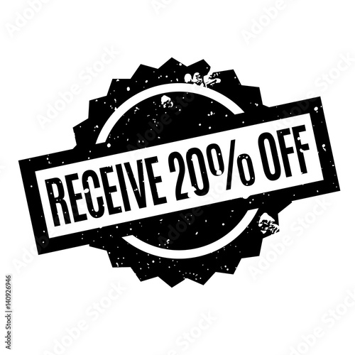 Receive 20 Off rubber stamp. Grunge design with dust scratches. Effects can be easily removed for a clean, crisp look. Color is easily changed.