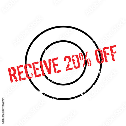 Receive 20 Off rubber stamp. Grunge design with dust scratches. Effects can be easily removed for a clean, crisp look. Color is easily changed.