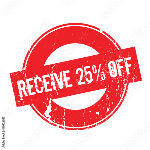 Receive 25 Off rubber stamp. Grunge design with dust scratches. Effects can be easily removed for a clean, crisp look. Color is easily changed.