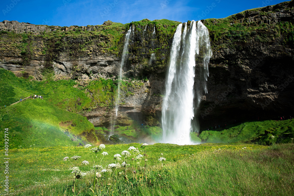 Famous waterfall Seljalandsfoss, Iceland. Famous waterfall Seljalandsfoss, Iceland.