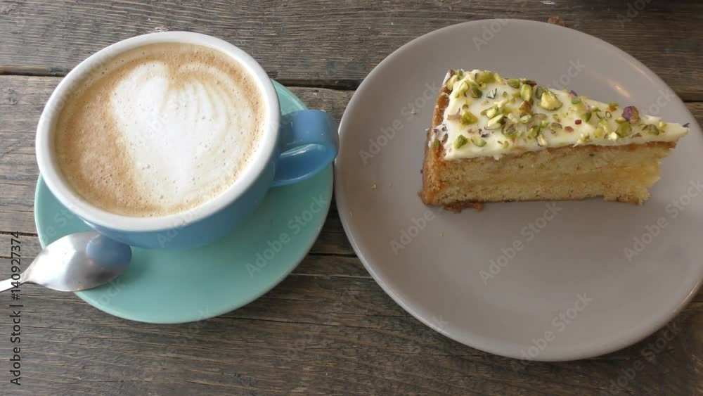 Morning coffee and a piece of carrot cake. Morning coffee and a piece of carrot cake.