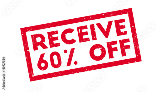 Receive 60 Off rubber stamp. Grunge design with dust scratches. Effects can be easily removed for a clean, crisp look. Color is easily changed.