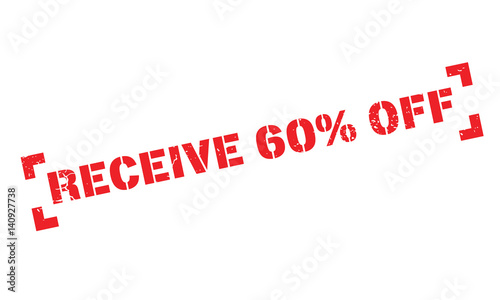 Receive 60 Off rubber stamp. Grunge design with dust scratches. Effects can be easily removed for a clean, crisp look. Color is easily changed.