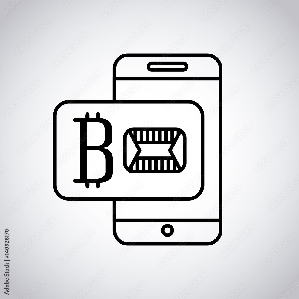 smartphone with bitcoin icon over white background. vector illustration smartphone with bitcoin icon over white background. vector illustration