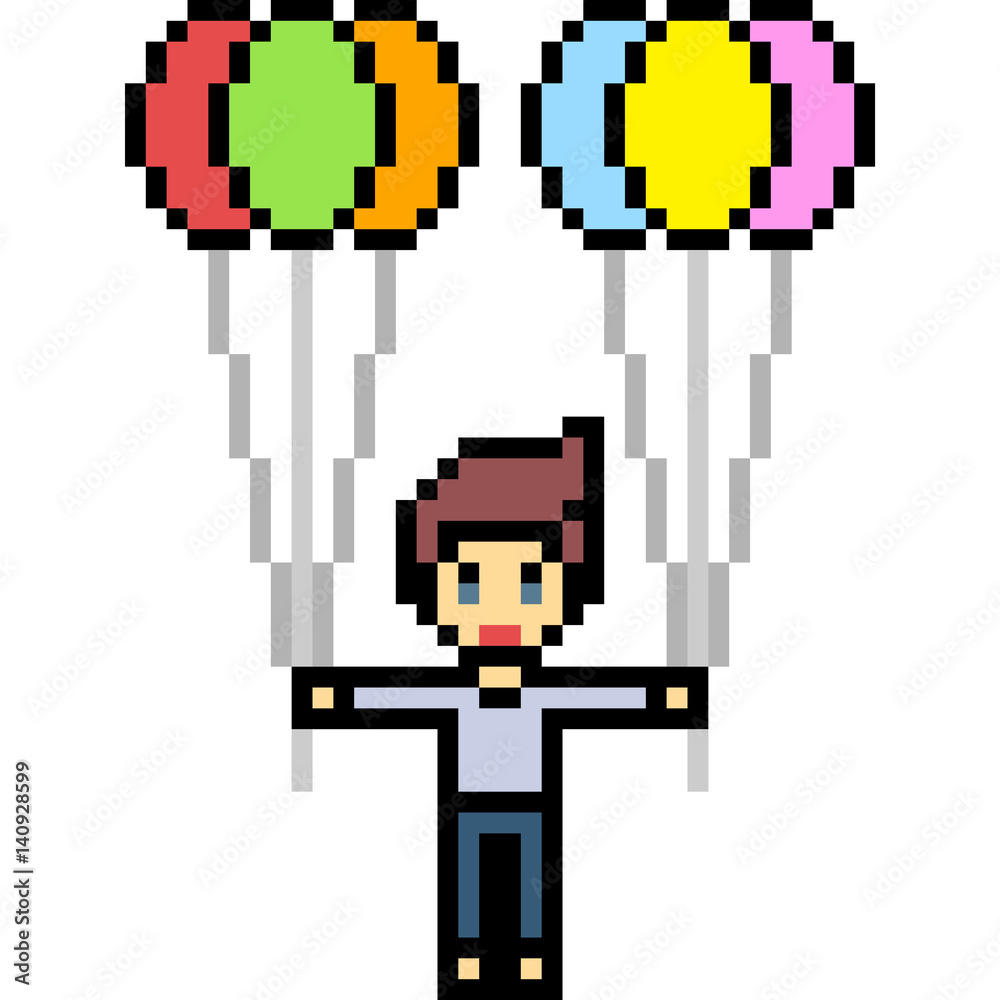 Obraz premium vector pixel art balloon boy