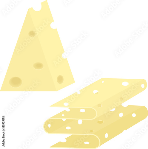 Yellow Cheese slice symbol. Logo or icion illustration photo