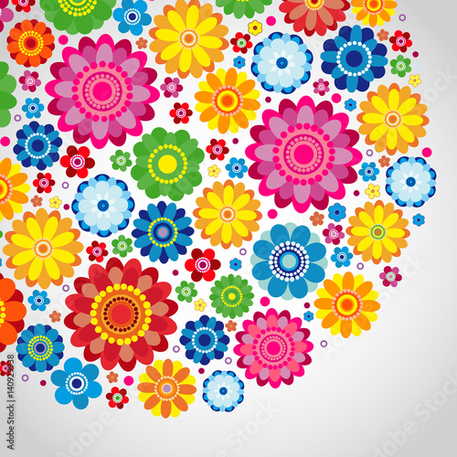 Flowers spring design on a white background, floral illustration.