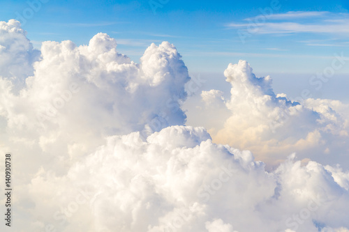 Sky and Cloud top view from airplane window.