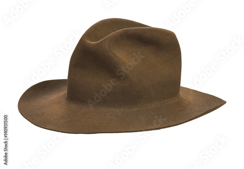Brown felt fedora hat photo