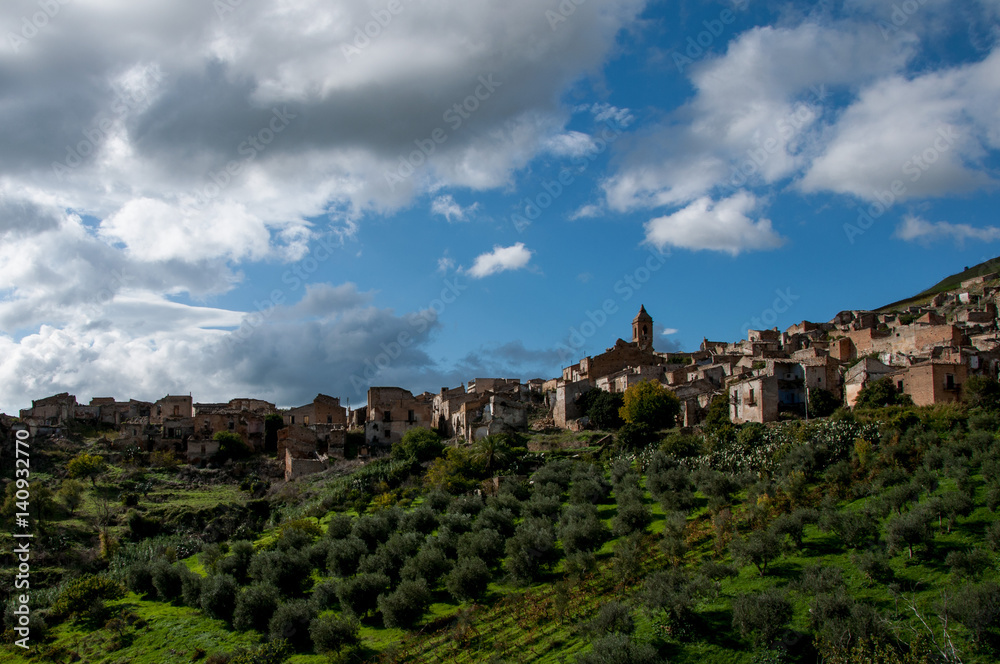 View of Old Poggioreale - Sicily - Italy 