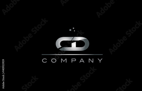 cd c d  silver grey metal metallic alphabet letter logo icon template