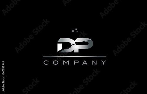 dp d p  silver grey metal metallic alphabet letter logo icon template photo