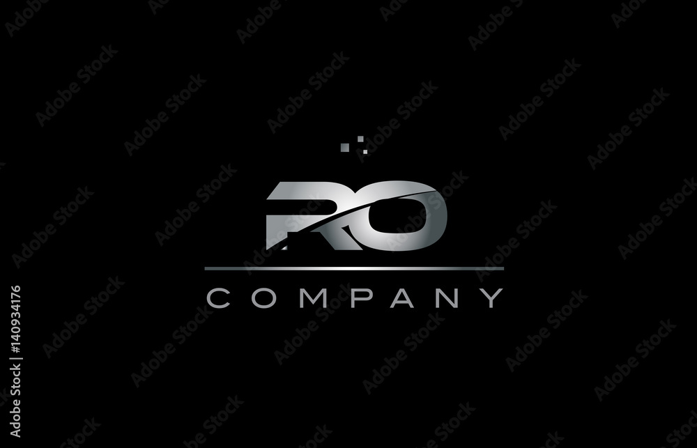 Obraz premium ro r o silver grey metal metallic alphabet letter logo icon template