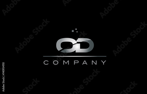 od o d  silver grey metal metallic alphabet letter logo icon template
