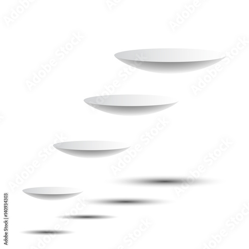 Round podiums isolated on white background