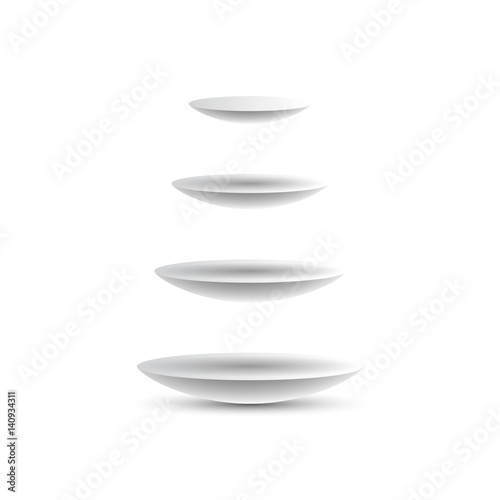 Round podiums isolated on vertical, on white background