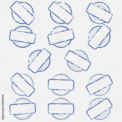 A set of empty stamps with rectangular frames