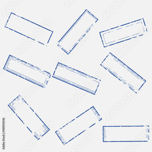 A set of empty rectangular stamps