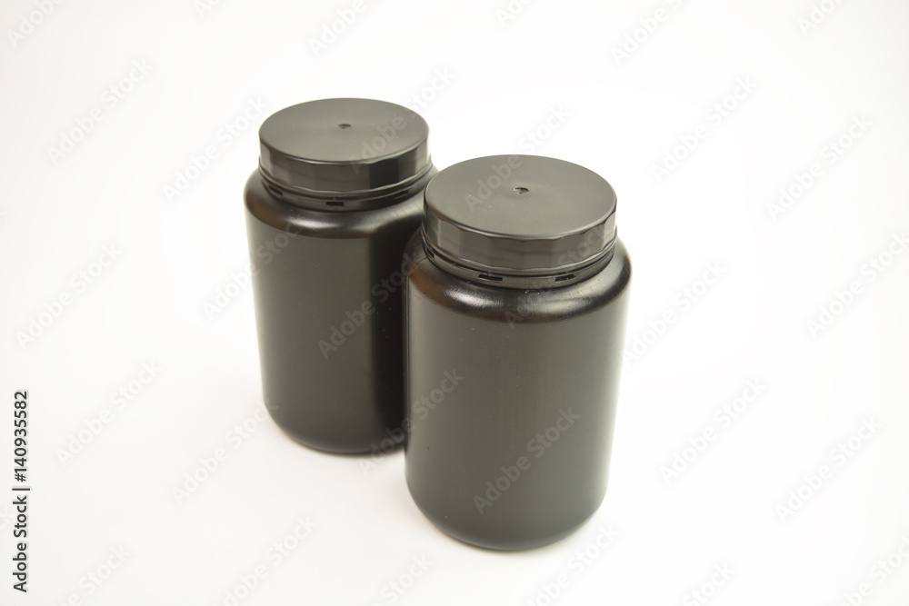 Two plastic bottles on the white background. No brand plastic empty bottle Two plastic bottles on the white background. No brand plastic empty bottle