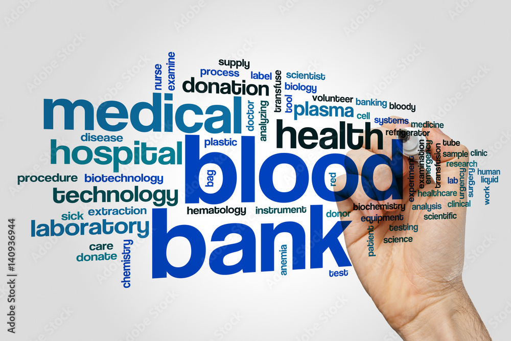 Blood bank word cloud concept on grey background Blood bank word cloud concept on grey background