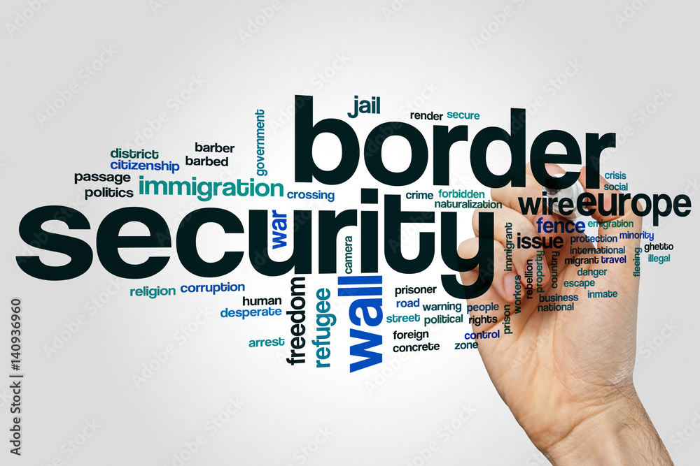 Border security word cloud concept on grey background Border security word cloud concept on grey background