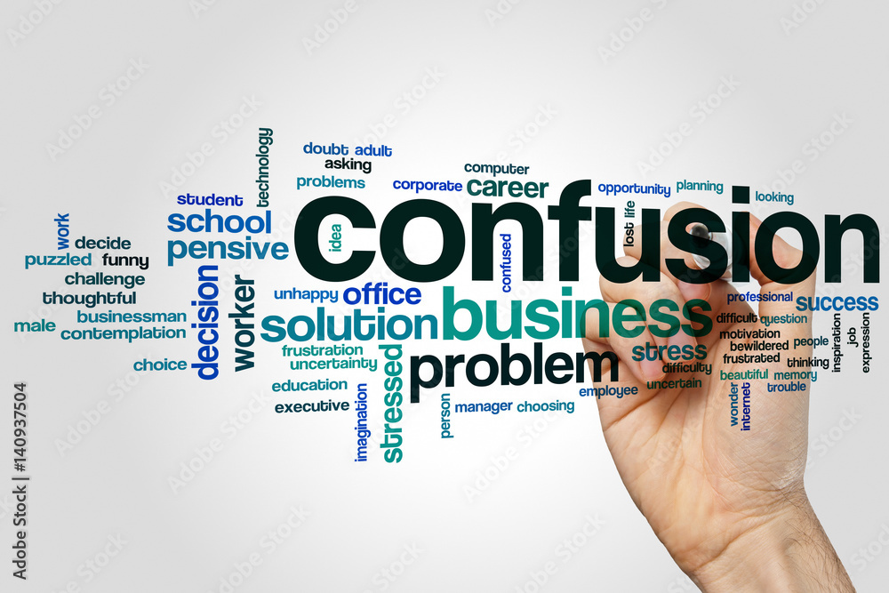 Confusion word cloud concept on grey background Confusion word cloud concept on grey background