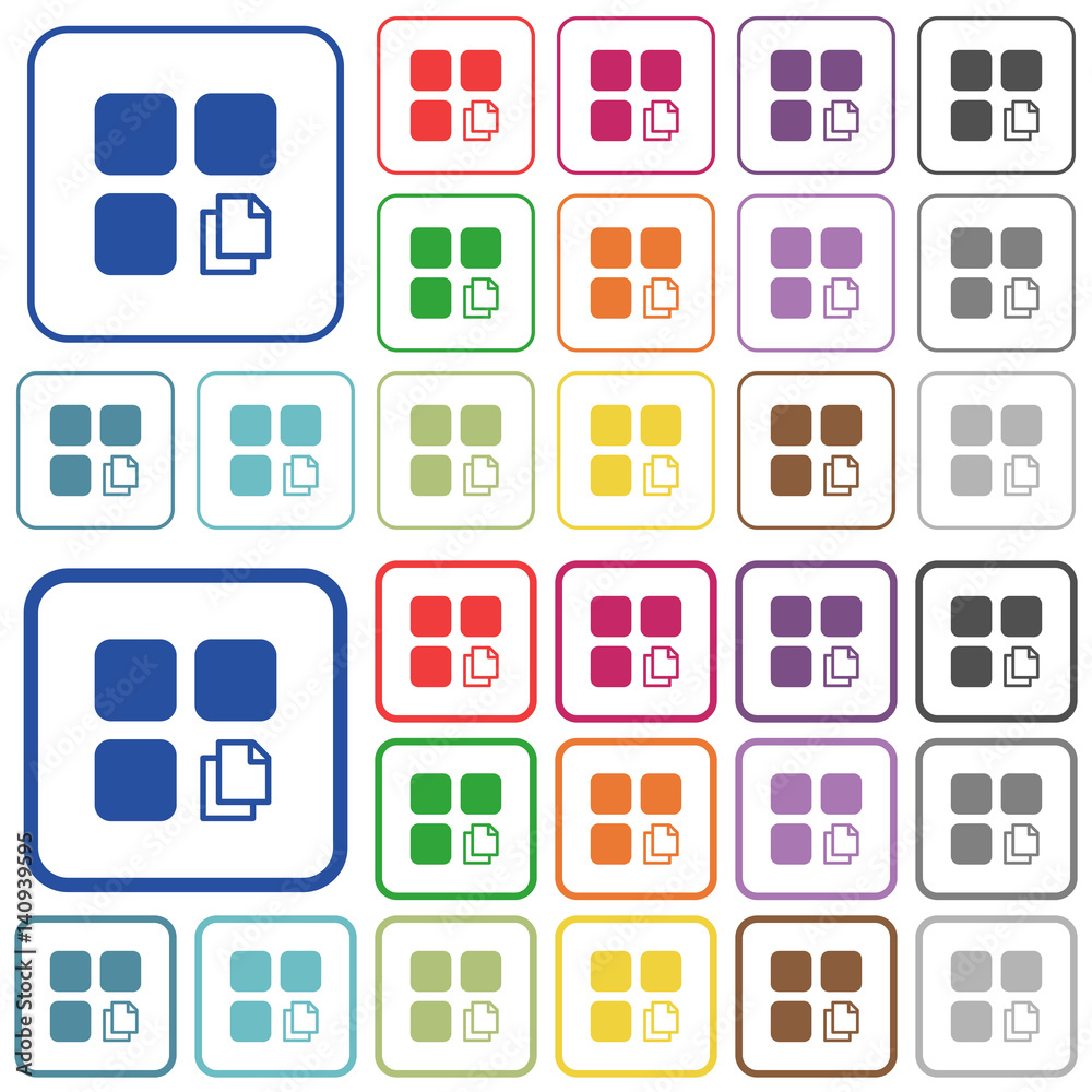 Copy component outlined flat color icons