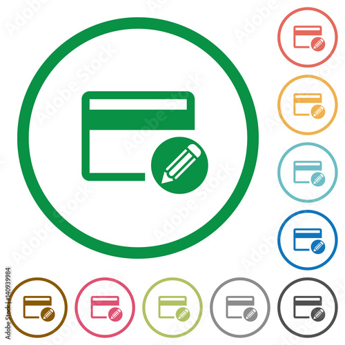 Edit credit card flat icons with outlines