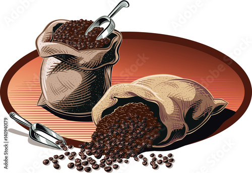Two open bags of coffee.