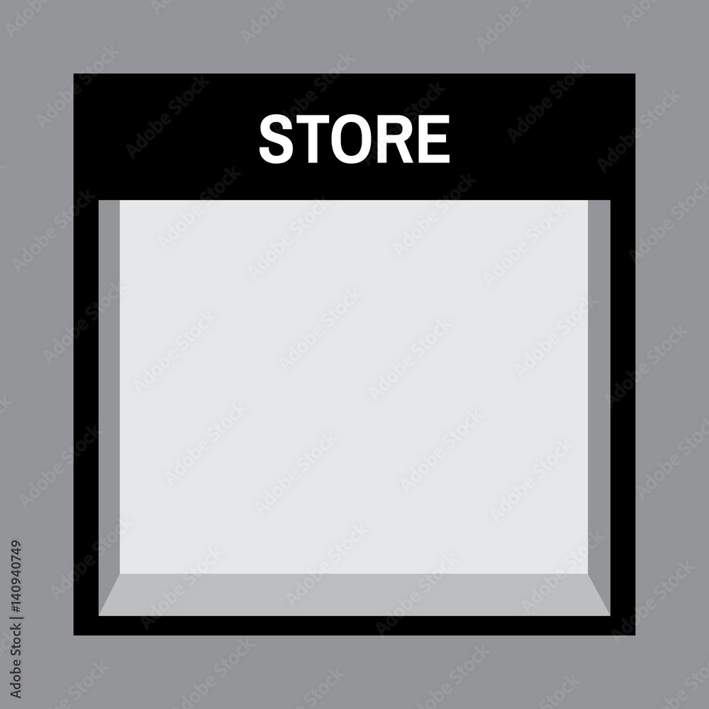 Shop front or store front view illustration. Store front mock up with sale sign Shop front or store front view illustration. Store front mock up with sale sign