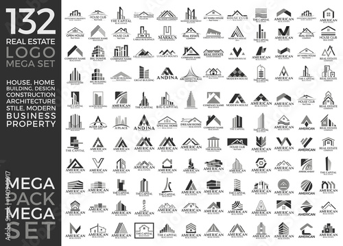 Mega Set and Big Group, Real Estate, Building and Construction Logo Vector Design Eps 10