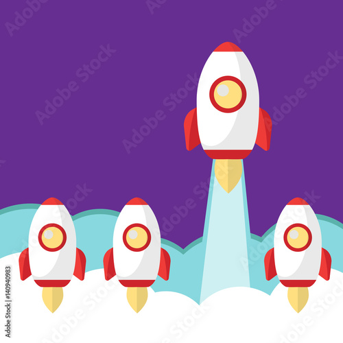 Successful startup rocket business concept illustration