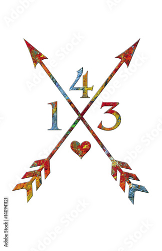 143 sign with tribal arrow in palette of artist