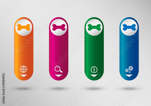 Dog bone sign icon on vertical infographic design template
