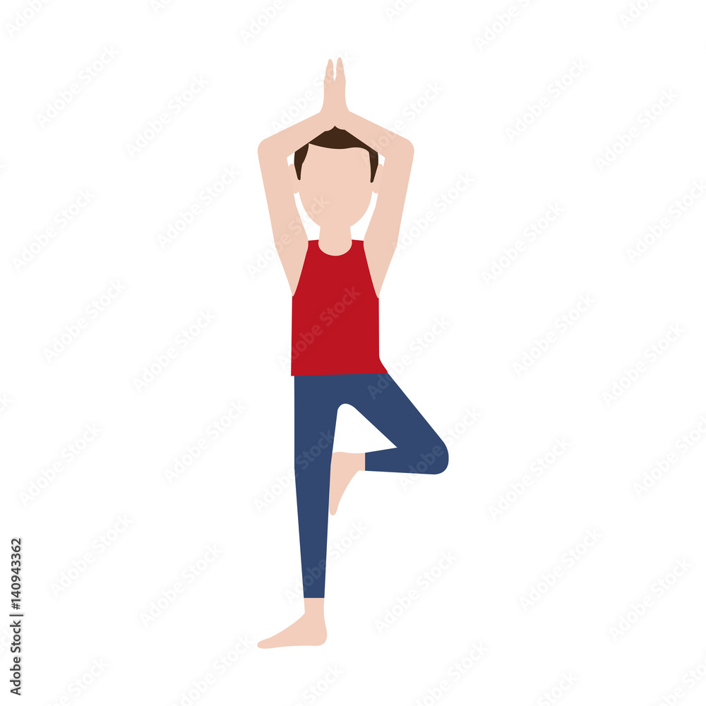 man practice yoga over white background. colorful design. vector illustration