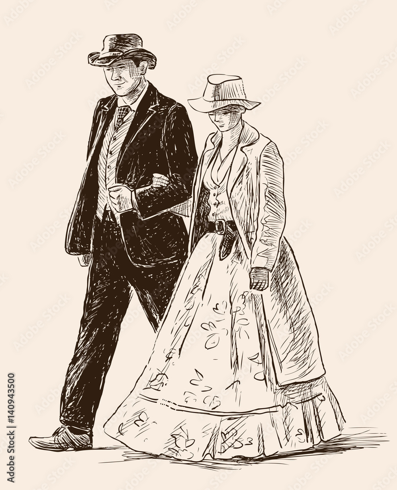 Obraz premium couple in the vintage costumes
