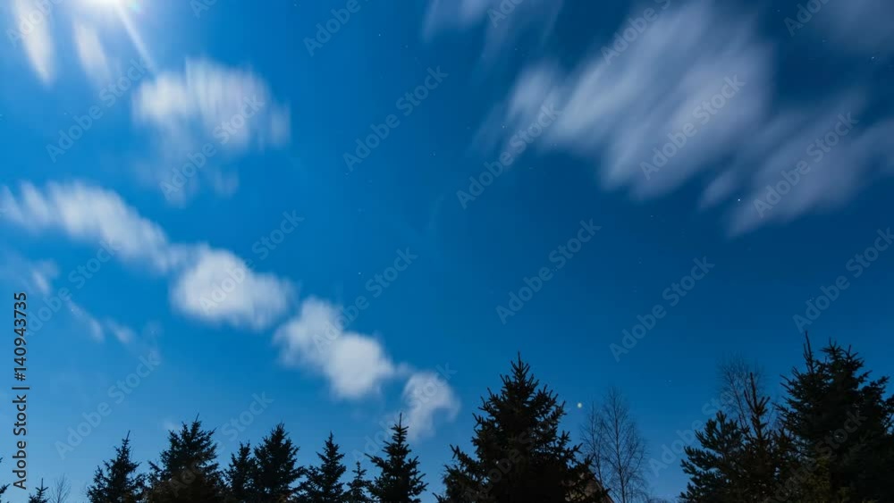 Bright full moon moving on a night sky with stars and clouds time lapse. Bright full moon moving on a night sky with stars and clouds time lapse.
