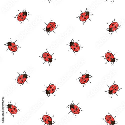 Ladybug seamless pattern. Ladybird repeating background for wallpaper, wrapping 