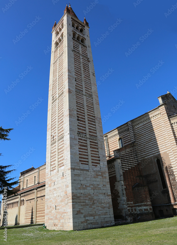 bell tower of San Zeno Basilica in Verona in Northern Italy