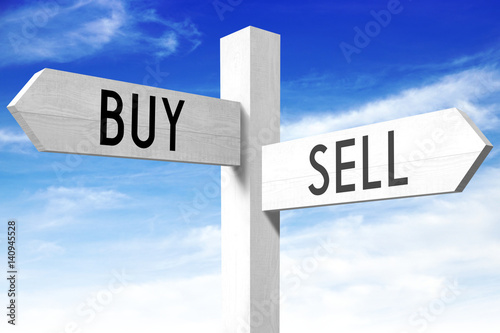Slika na platnu Sell, buy - wooden signpost