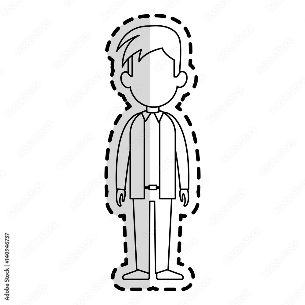 faceless man with youthful haircut cartoon icon image vector illustration design  sticker