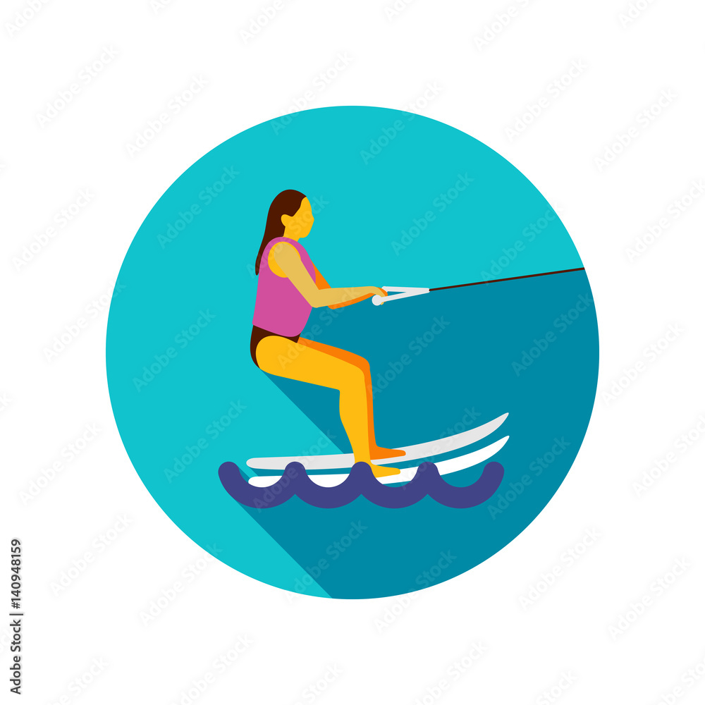 Water skiing icon. Summer. Vacation Water skiing icon. Summer. Vacation